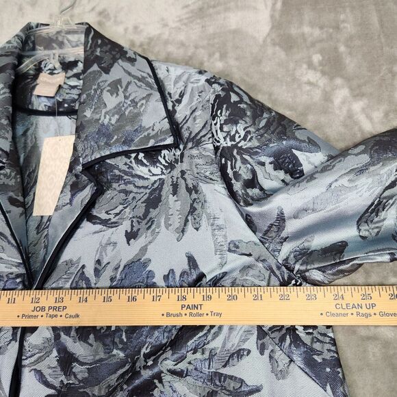 Chico's Womens Long Jacket 2/M Blue Tonal Floral Jacquard Open Front Blazer NWT - Picture 11 of 12